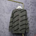 Balenciaga Logo Knit All-over Sweater In Beige Black men logo sweaters women