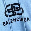 Balenciaga BB Logo Hoodie men cotton sweatshirt blue