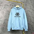 Balenciaga BB Logo Hoodie men cotton sweatshirt blue