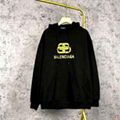 Balenciaga BB Logo Hoodie men cotton sweatshirt blue