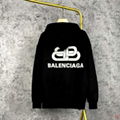 Balenciaga BB Logo Hoodie men cotton sweatshirt blue