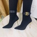 Balmain Raven logo embellished stretch suede over-the knee boots women long boot 2