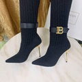 Balmain Raven logo embellished stretch suede over-the knee boots women long boot