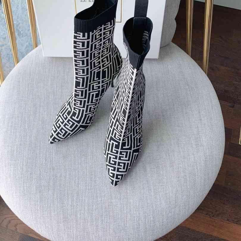 Balmain Skye logo detailed stretch knit ankle boots Balmain knit sock boots 2