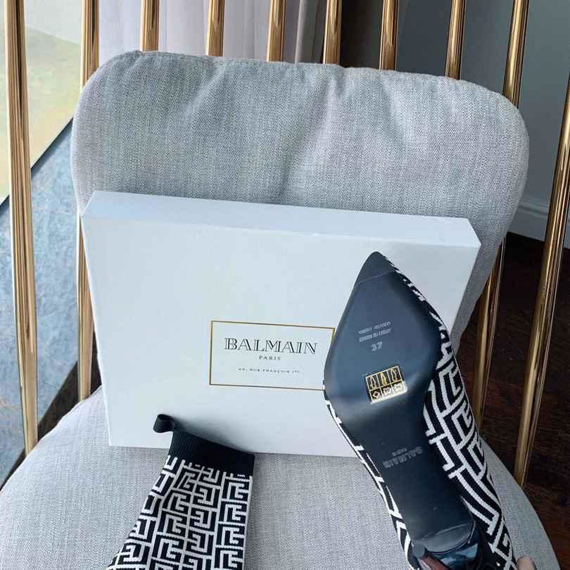 Balmain Skye logo detailed stretch knit ankle boots Balmain knit sock boots 5