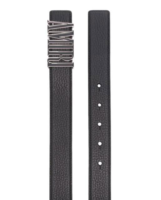 AMIRI logo-plaque leather belt AMIRI BLACK ENAMEL BUCKLE BELT BLACK 3