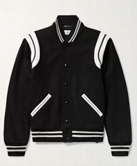 SAINT LAURENT Teddy Leather-Trimmed Virgin Wool Blend Bomber Jacket     Baseball