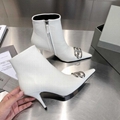 Balenciaga logo leather High Heel Boots Ladies ankle boots