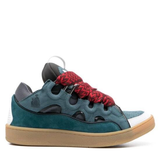 Lanvin Curb Lace-Up Skate Sneakers Lanvin leather and suede shoes ...
