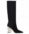 BALMAIN Nelly embellished textured-leather knee boots Women Nelly Logo Heel Boot