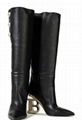 BALMAIN Nelly embellished textured-leather knee boots Women Nelly Logo Heel Boot