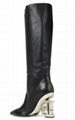 BALMAIN Nelly embellished textured-leather knee boots Women Nelly Logo Heel Boot