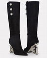 BALMAIN Nelly Logo Heel Suede Boots