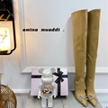 Amina Muaddi Satin Bow over knee Heel boots 12