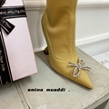 Amina Muaddi Satin Bow over knee Heel boots 13