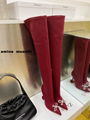 Amina Muaddi Satin Bow over knee Heel boots