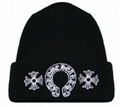 CHROME HEARTS Black Horseshoe-Logo Beanie Hat Fashion Men Knit hat 3