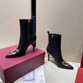 v logo ankle boots Women Leather heel