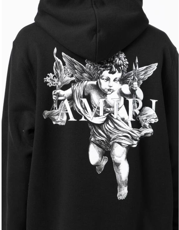 AMIRI cherub-print logo hoodie Men AMIRI black hood with angel  5