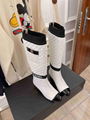 Women CC Mixed Fibers Lambskin Patent Calfskin White & Black over the knee boot 10