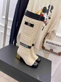 Women CC Mixed Fibers Lambskin Patent Calfskin White & Black over the knee boot 7