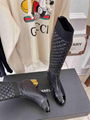 Women CC Mixed Fibers Lambskin Patent Calfskin White & Black over the knee boot 13