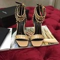 Saint Laurent 105mm Amber Studs Patent Leather Sandals In Red Ysl sandals