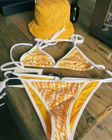 Fendi yellow bathing suit 