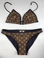 Louis Vuitton Black White Lv Monogram Two-piece Swimsuit Bikini LV cheap bikinis