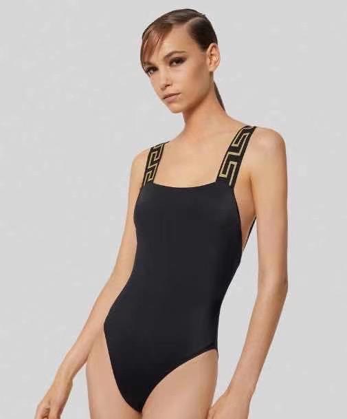         UNDERWEAR Black Greca Border One Piece Swimsuit