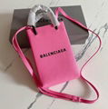 Balenciaga SHOPPING PHONE BAG ON STRAP Pink Women iphone Holder Mini bag