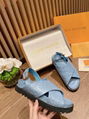LOUIS VUITTON PASEO FLAT COMFORT SANDALS LV Monogram embossed lambskin sandals