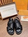 LOUIS VUITTON PASEO FLAT COMFORT SANDALS LV Monogram embossed lambskin sandals