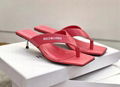 Balenciaga Metallic Heel Sandals Women Square Toe Metal Flip Flop Sandal Heels 