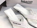 Balenciaga Metallic Heel Sandals Women Square Toe Metal Flip Flop Sandal Heels 