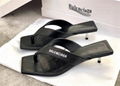 Balenciaga Metallic Heel Sandals Women Square Toe Metal Flip Flop Sandal Heels 