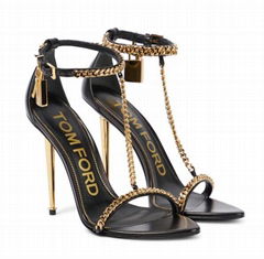 TOM FORD Padlock leather Heeled Sandals Tom ford chain ankle sandals