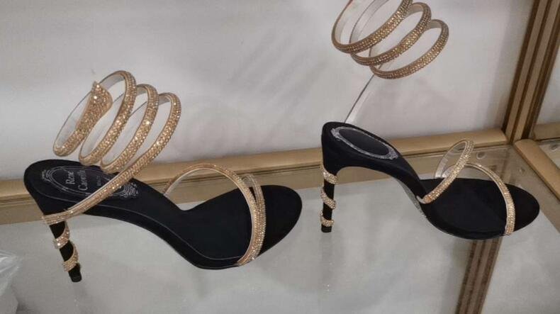 Rene Caovilla Cleo satin sandals with rhinestones Fashion high heel ankle sandal 5