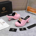 Versace Women's Medusa Biggie Block Heel Platform Mules Fashion Leather sandals 