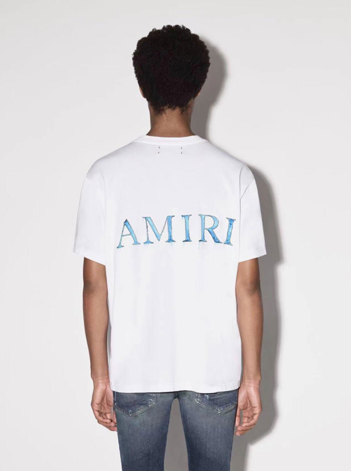 Amiri logo-print Cotton T-shirt Cheap Men Fashion jersey Tee white 2
