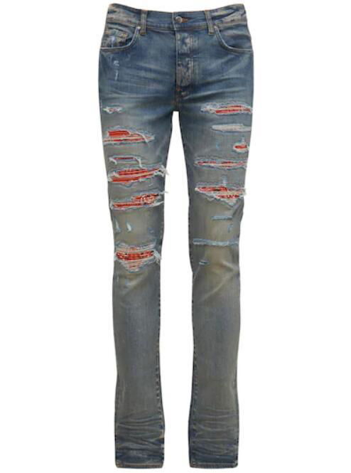 AMIRI BANDANA THRASHER DISTRESSED DENIM JEANS Men Skinny Jeans Blue