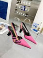 Versace Womens La Greca Signature Sling-Back Pumps Fuchsia Slingback Pumps
