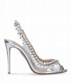 AQUAZZURA Crystal Temptation Sandals 105 Ladies slingback peep toe pump 