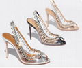 AQUAZZURA Crystal Temptation Sandals 105 Ladies slingback peep toe pump 