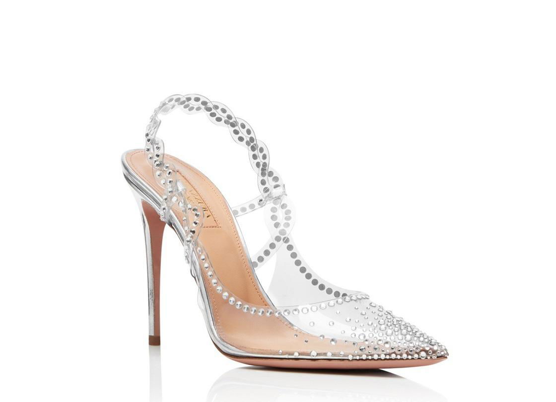 Aquazzura Heaven crystal embellished PVC slingback pumps