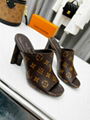 Louis Vuitton SILHOUETTE MULE Navy Blue denim LV Monogram Flower-shaped heel