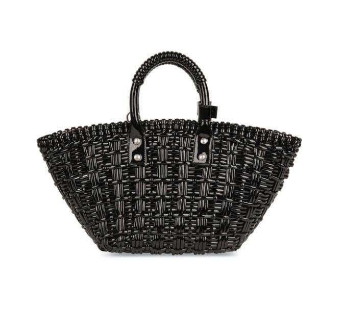            Bistro XS Basket With Strap in black varnished fake calfskin tote bag 4