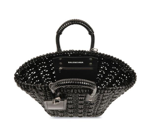            Bistro XS Basket With Strap in black varnished fake calfskin tote bag 3