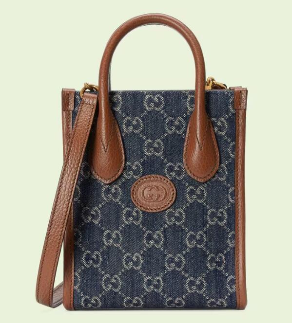       Mini tote bag with Interlocking G       Beige and white GG         canvas  13
