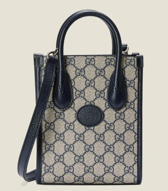       Mini tote bag with Interlocking G       Beige and white GG         canvas  10